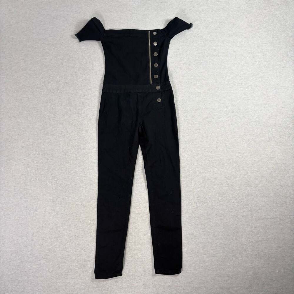 VIP Jeans Women's Black Off-The-Shoulder Denim Jumpsuit
